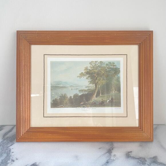 VTG Framed Art Print View From Hyde Park Hudson River William Henry Bartlett - Picture 10 of 10